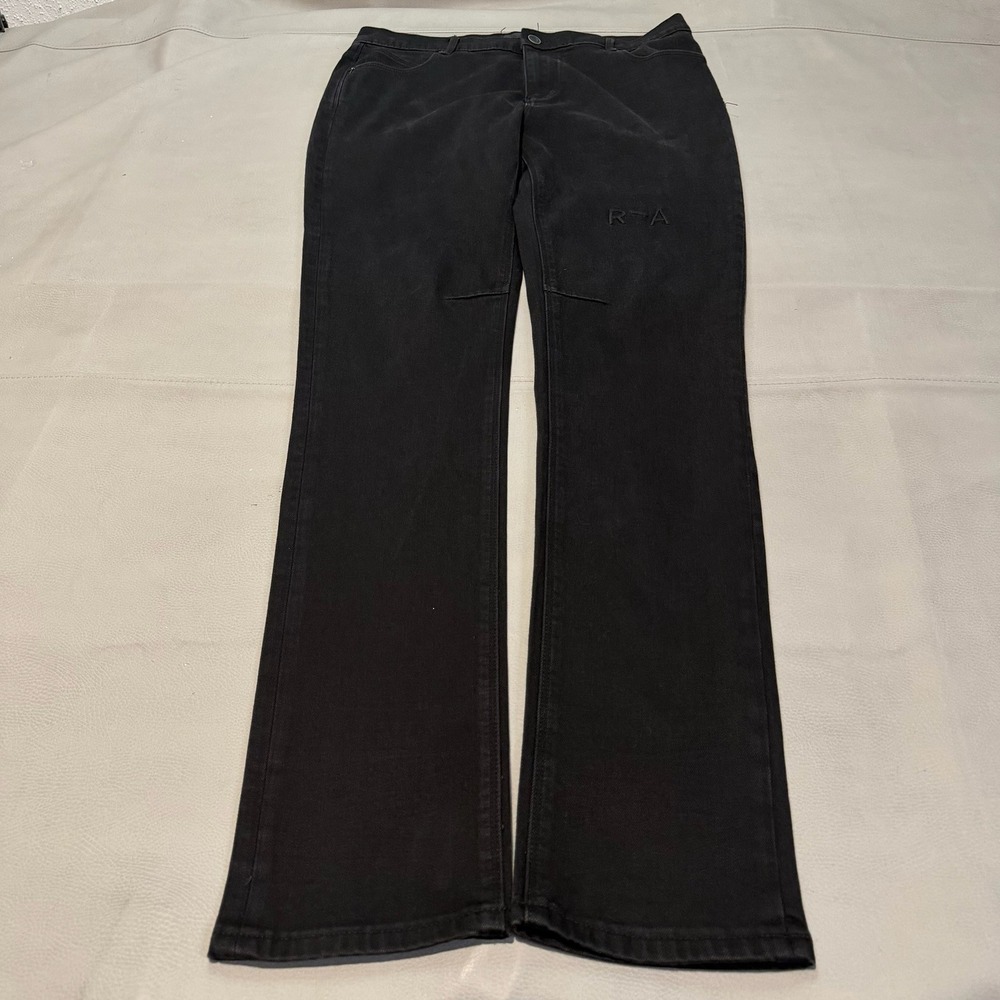 RtA Road to Awe Men Black Embroider Stretch Straight Leg Street Jean-34x32-6640